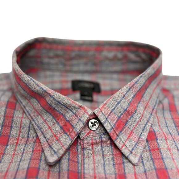 J Crew Gray Red Plaid Mid Weight Flannel Button Down Shirt - Picture 6 of 10